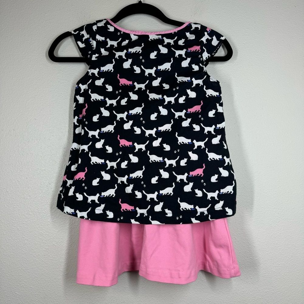 Kate Spade Cat Print Top Pink Black Keyhole Shirt & Pink Bow Skirt Girl’s Medium